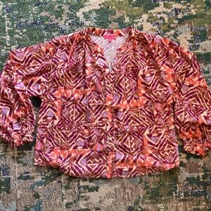 Orange, purple & brown Aztec top